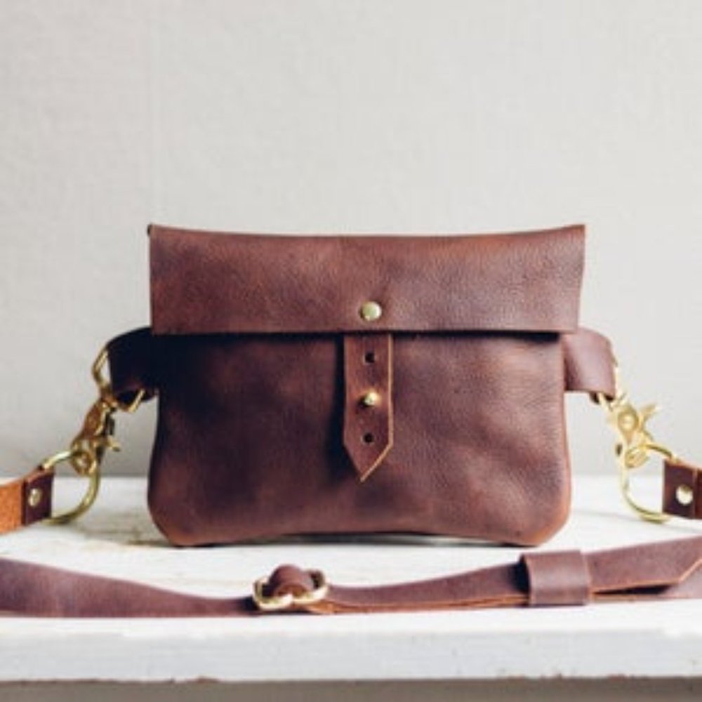 Brown Leather Festival Fanny Pack